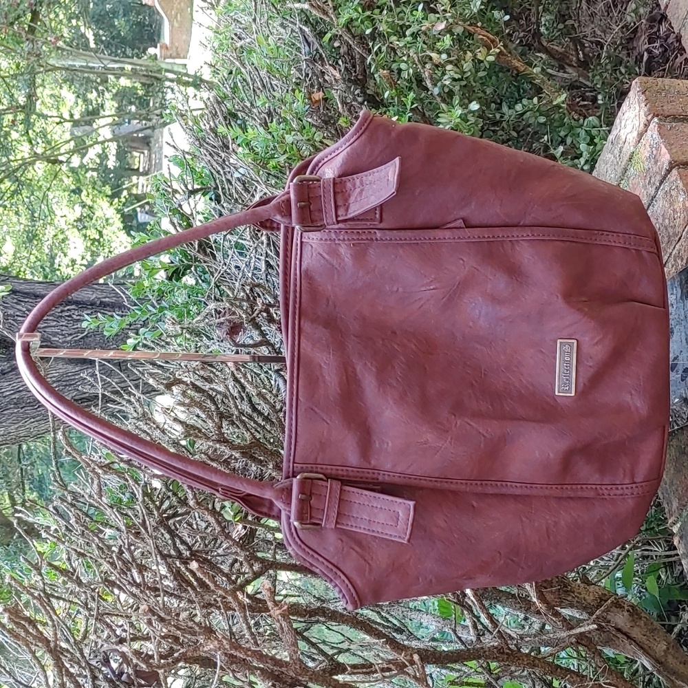Reflections Brown Faux Leather Shoulder Handbag